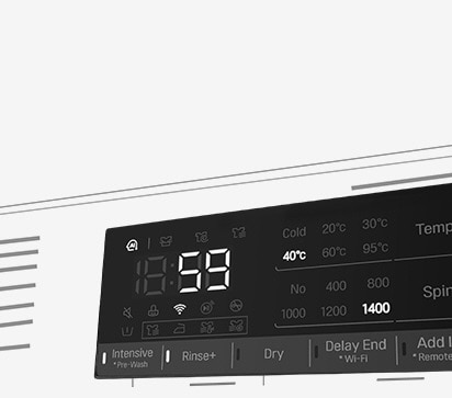 This is an enlarged image of the washing machine panel so that the display can be clearly seen.