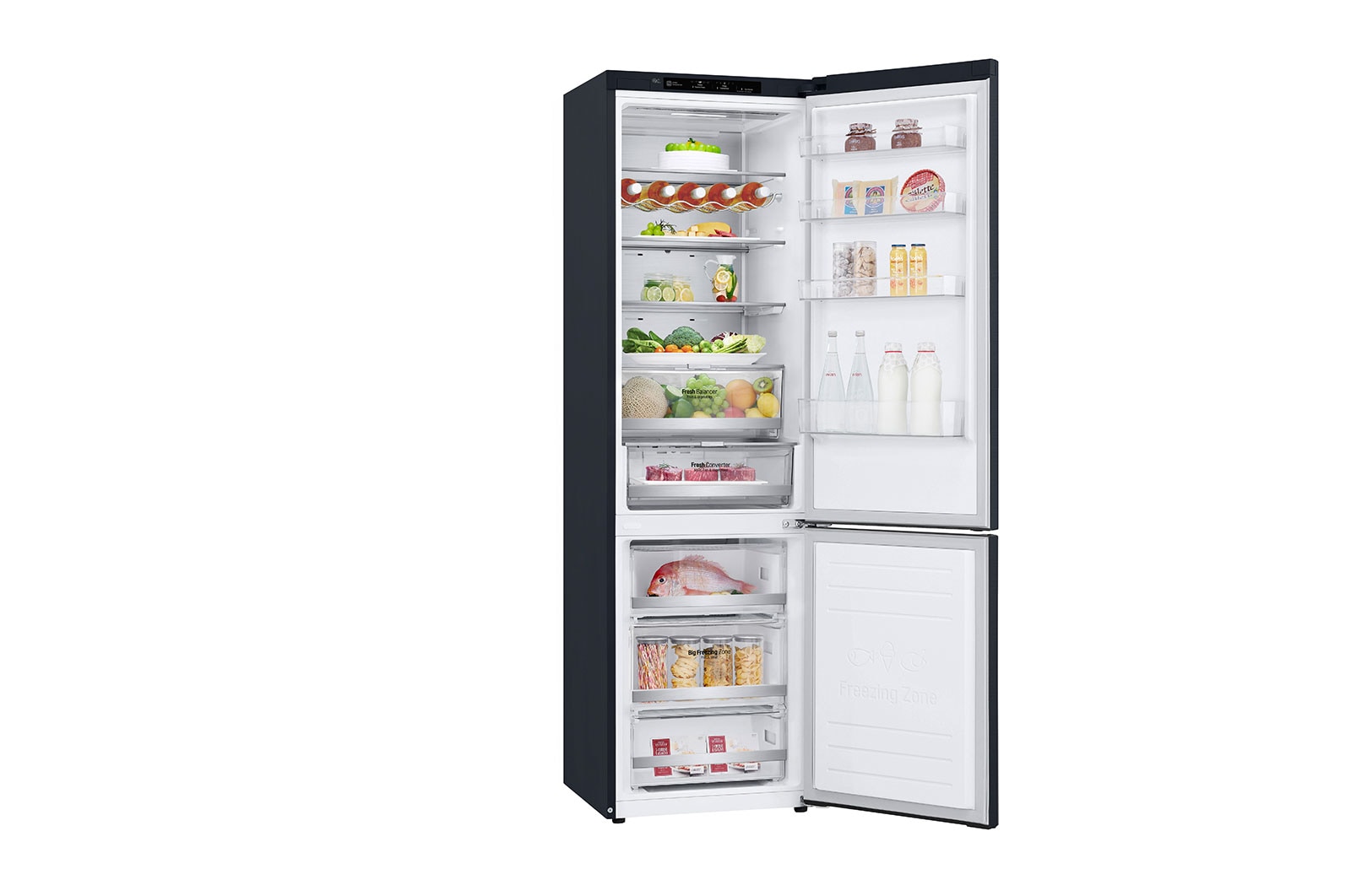 LG Total No Frost (Frost Free) | Tall Fridge Freezer | 384L | GBB92MCBAP | Matte Black, GBB92MCBAP