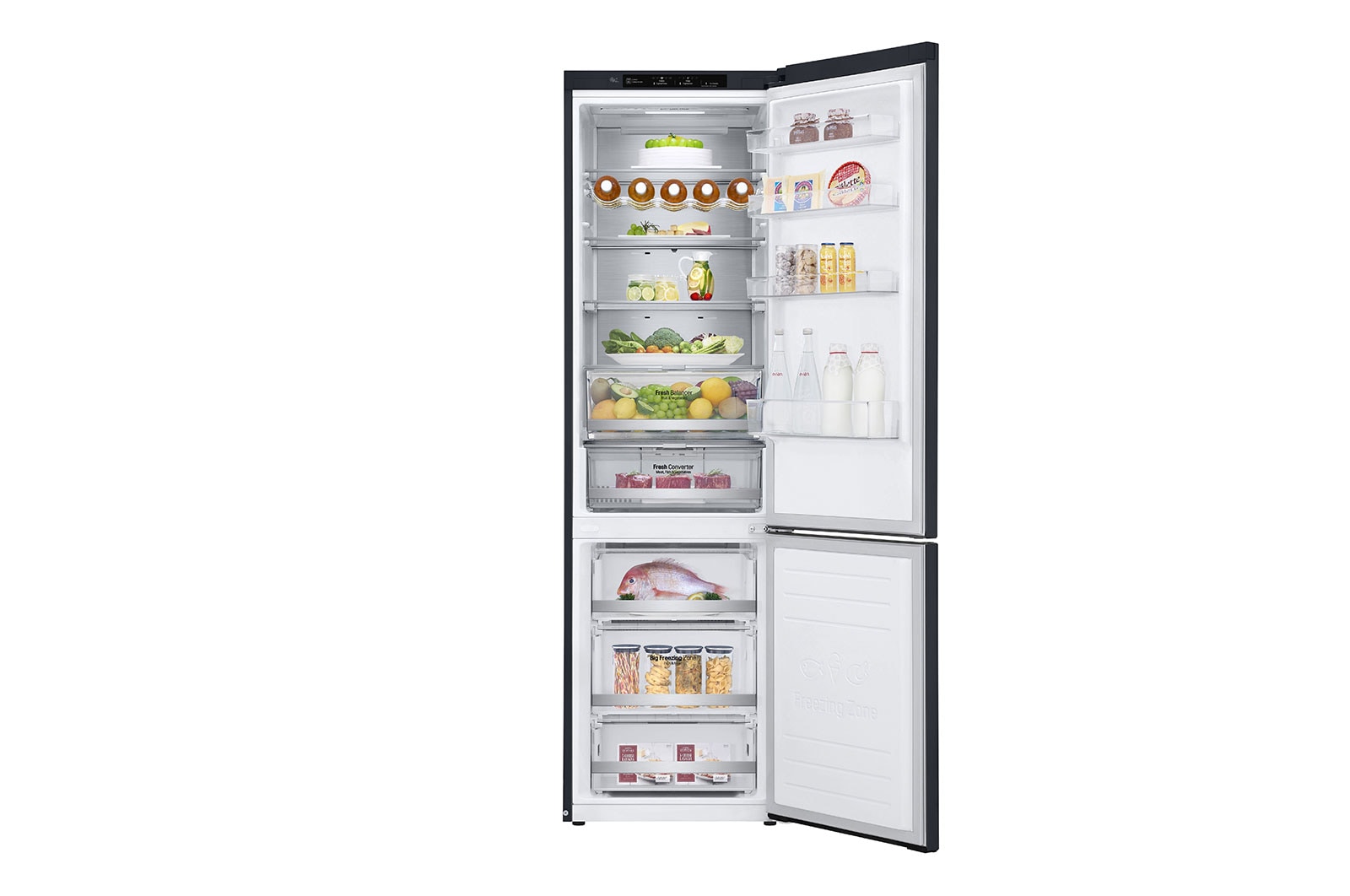 LG Total No Frost (Frost Free) | Tall Fridge Freezer | 384L | GBB92MCBAP | Matte Black, GBB92MCBAP