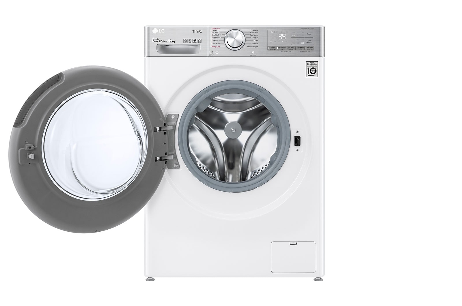 LG WiFi connected | 12kg | Washing Machine | 1360 rpm | AI DD™ | Direct Drive™ | Steam™ | TurboWash™360 | White, F4V1012WTSE