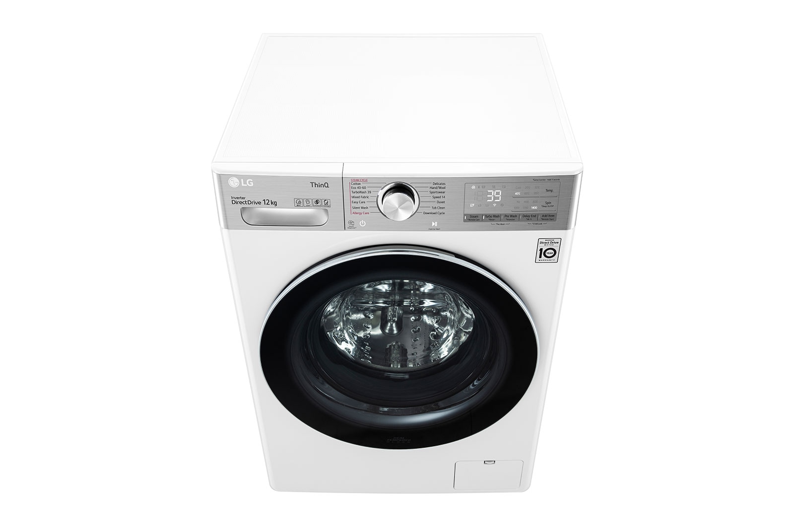 LG WiFi connected | 12kg | Washing Machine | 1360 rpm | AI DD™ | Direct Drive™ | Steam™ | TurboWash™360 | White, F4V1012WTSE