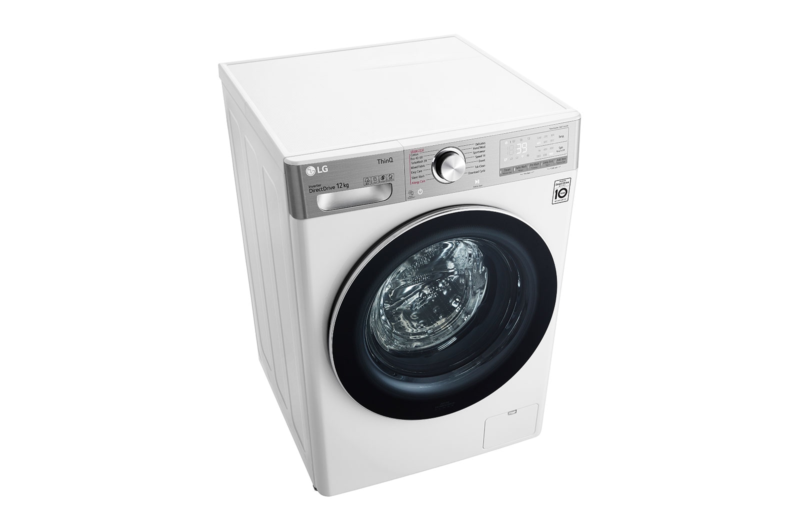 LG WiFi connected | 12kg | Washing Machine | 1360 rpm | AI DD™ | Direct Drive™ | Steam™ | TurboWash™360 | White, F4V1012WTSE