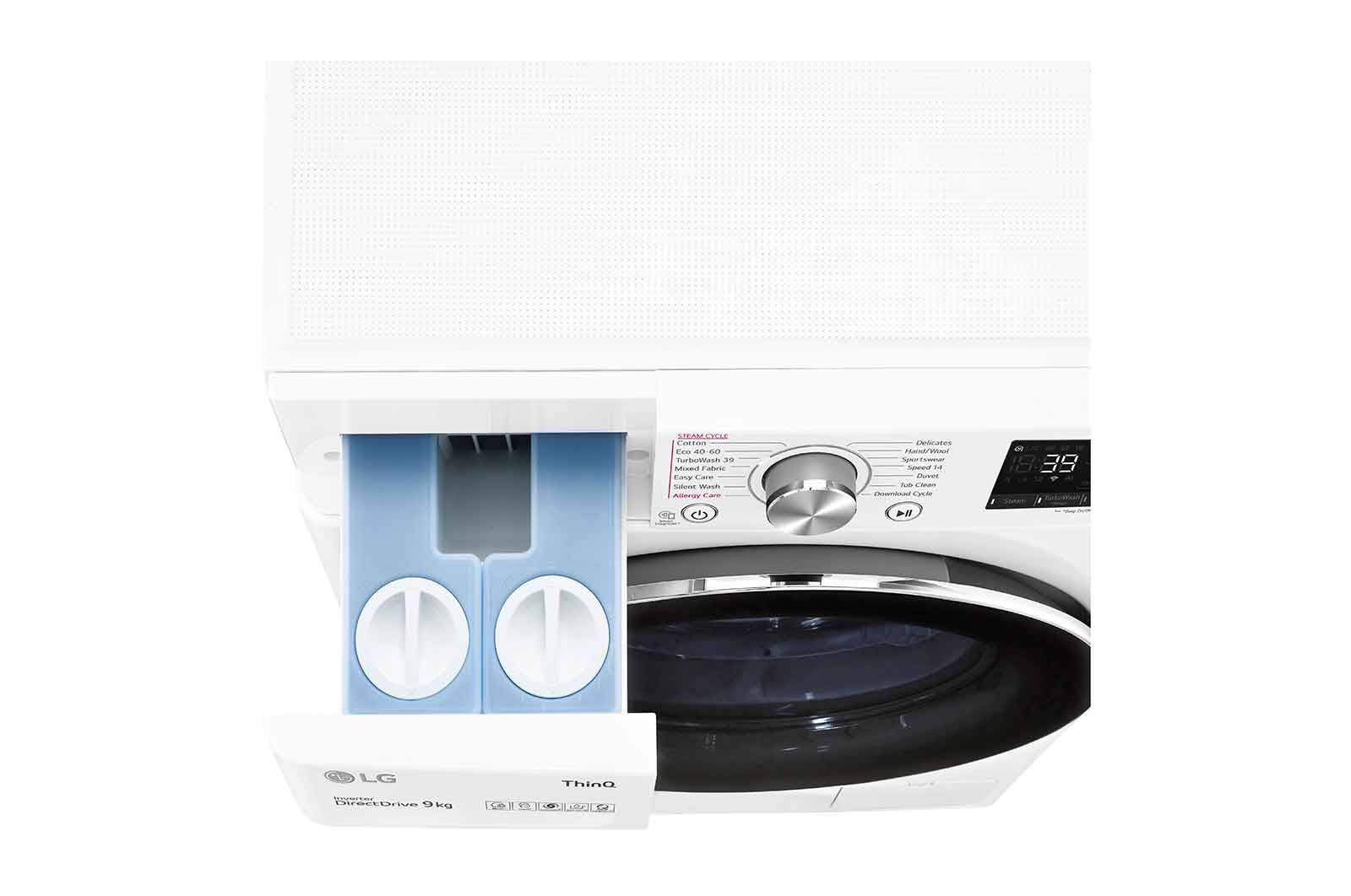 LG WiFi connected | 9kg | Washing Machine | 1560 rpm | Auto Dose | AI DD™ | Direct Drive™ | Steam™ | TurboWash™360 | White, F6V909WTSA