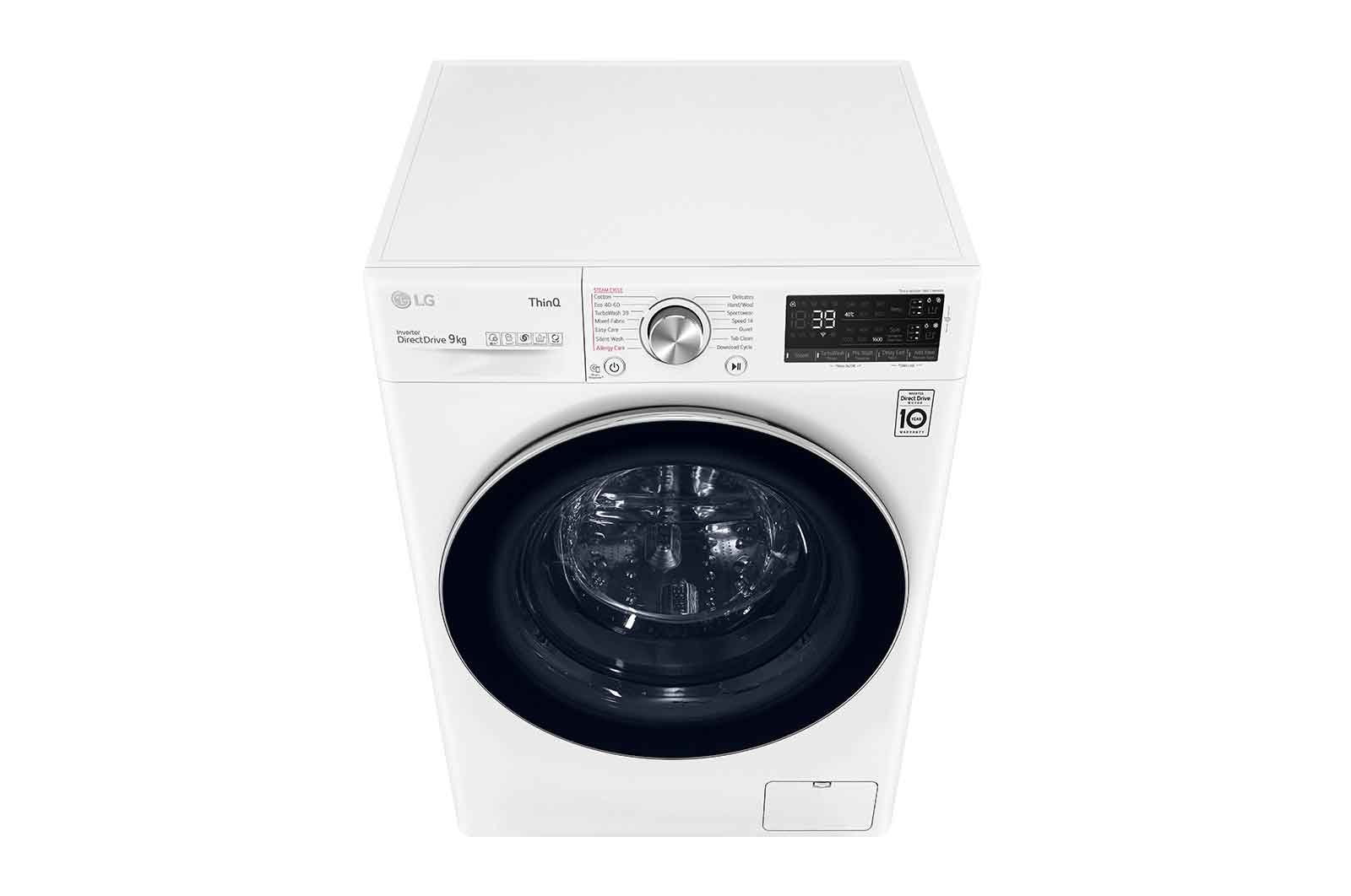 LG WiFi connected | 9kg | Washing Machine | 1560 rpm | Auto Dose | AI DD™ | Direct Drive™ | Steam™ | TurboWash™360 | White, F6V909WTSA